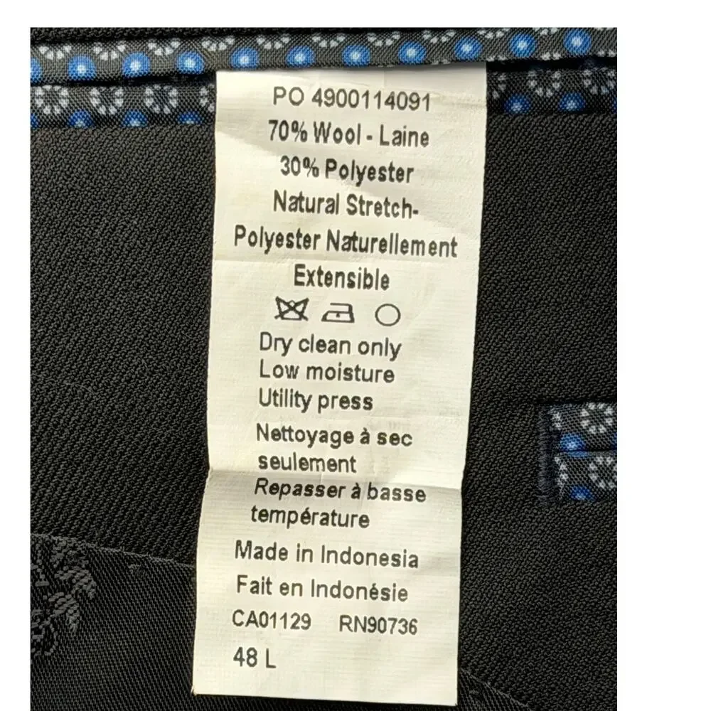 Lauren Ralph Lauren Mens 48L Black Wool Blend Sport Coat Stretch Blazer
